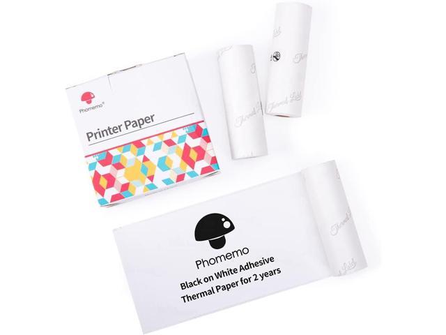 Phomemo White Adhesive Thermal Sticker Paper Printer Paper 77mm, Compatible With Phomemo M03/M03AS/M04S/M04AS Sticky Note Printer, Black Text, 3...