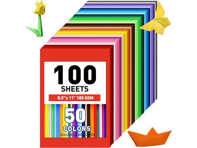 MAXECHO 8.5' X 11' Colored Cardstock Bulk 100 Assorted Sheets in 50 Colors Construction Paper Card Stock Printer Paper for DIY Crafts, Party...