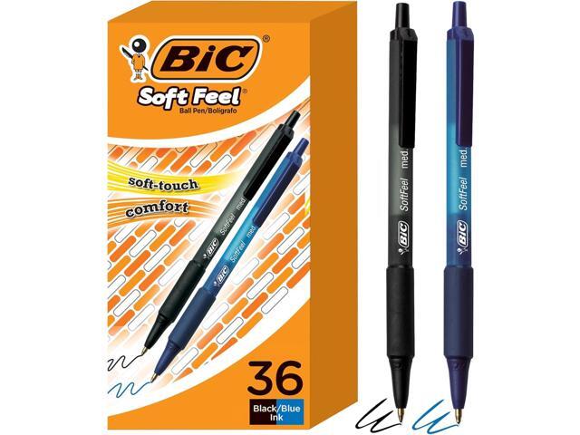 BIC Soft Feel Retractable Ballpoint Pen with 1.0 mm Medium Point and No-Slip Grip, 36-Count in Assorted Ink