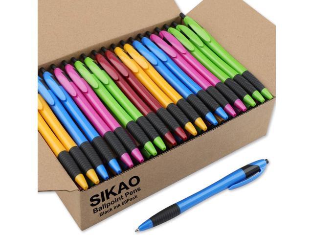 Pens Bulk, 60 Pack Gripped Slimster Ballpoint Pens Black Ink 1.0mm Medium Point Smooth Writing, Click Pens with Comfort Grip for Teachers,...