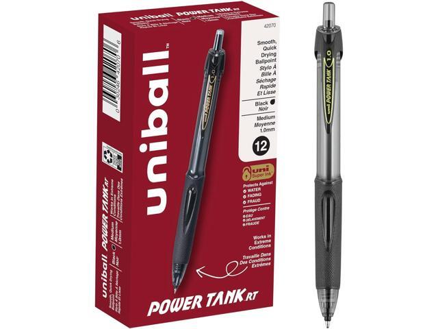uniball Power Tank RT Ballpoint Pens, Medium Point (1.0mm), Black, 12 Pack