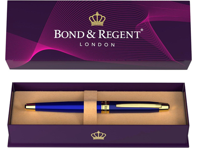 Bond & Regent 24 Karat Gold Luxury Rollerball Pen - Fancy Executive Professional Writing Gift Set for Men & Women, Nice Pens, Royal Blue