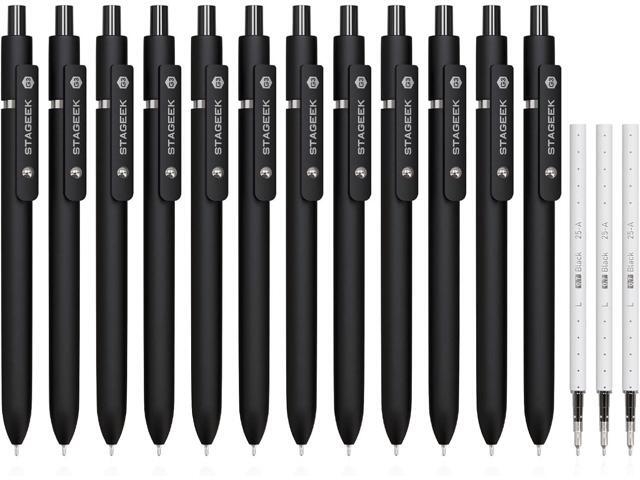 STAGEEK Black Gel Pens GX3, 12Pcs Fine Point Smooth Writing Pens with 3 Extra Refills, Quick Dry Black Ink Pens for Journaling, Office, Note...