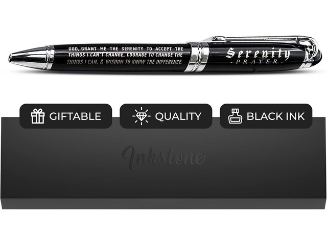 Inkstone Serenity Prayer Engraved Inspirational Gift Pen with Presentation Box Faith Sobriety Recovery Quote Gift