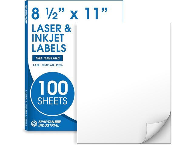 8.5' X 11' Matte White Full Sheet Labels (100 Sheets, 100 Stickers) Printable Sticker Paper for Laser & Inkjet Printers - Spartan Industrial...