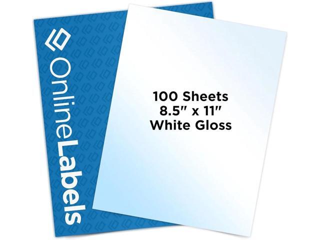 8.5 x 11 White Gloss Sticker Paper (Inkjet Printers Only) - 100 Sheets - Full Sheet Labels - OnlineLabels
