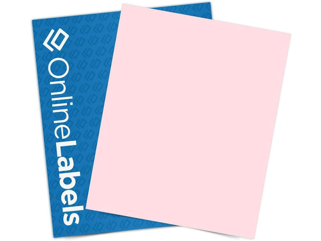 Pastel Pink Sticker Paper, 100 Sheets, 8.5 x 11 Full Sheet Label, Inkjet or Laser Printer, Online Labels