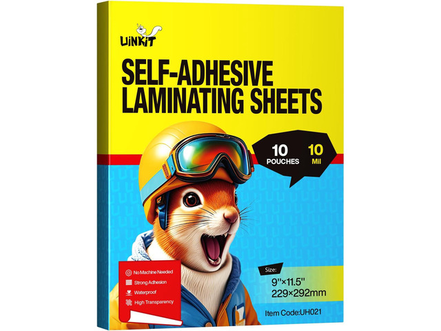 Uinkit 10mil Thicker Self Sealing Laminating Pouches 8.5 x 11, 10Pack Double-Sided Peel & Stick for Documents, Kids Art, Posters, Crafts - No Heat...