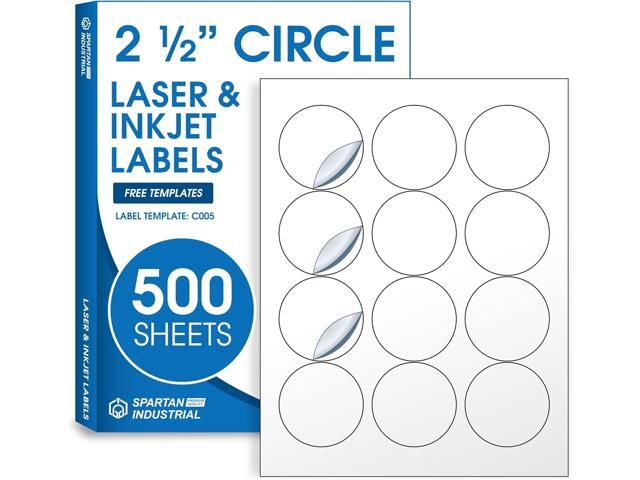 2.5' Printable Round Labels for Laser and Inkjet Printers - 6000 Blank Labels, 500 Sheets for Business Logos, Thank You Stickers, Price Tags, QR...