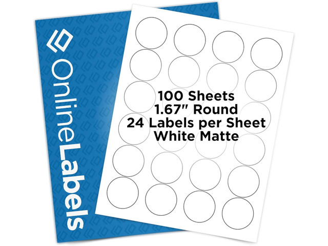 1.67 Inch Round Labels - Pack of 2,400 Circle Stickers, 100 Sheets - Inkjet/Laser Printer - Online Labels