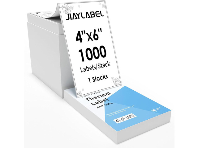 4x6 Thermal Shipping Label Mailing Stickers Paper for Direct Thermal Label Printer USPS UPS Address Fanfold Big Packing White Color 1000...