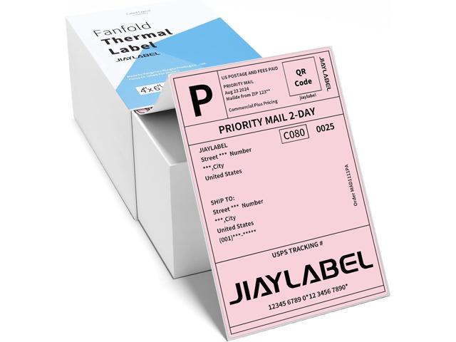 4x6 Thermal Shipping Label Mailing Stickers Paper for Thermal Label Printer USPS UPS Address Big Packing Fanfold Pink Color 500 Labels/Stack,1 Stack