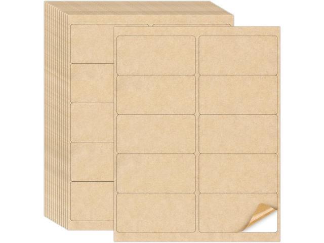 NATURALABEL 100 Sheets Printable Kraft Label Stickers for Laser & Inkjet Printers, 2' x 4' - 10 per Page, Matte (1000 Count)