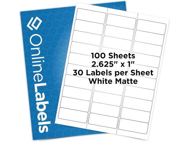 OnlineLabels 2.625' x 1' Address & Mailing Labels Permanent Adhesive, White Matte for Address, Shipping, & Barcodes for Inkjet & Laser Printers ...