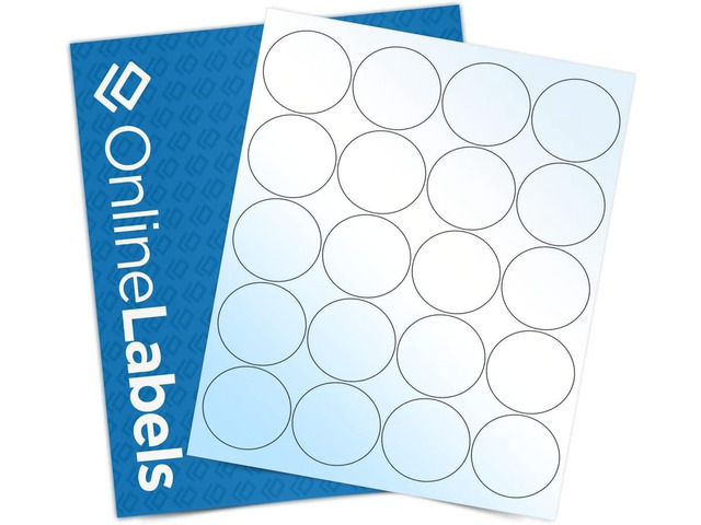 2 Inch White Gloss Round Labels (Laser Printers Only) - Pack of 200 Circle Stickers, 10 Sheets - OnlineLabels