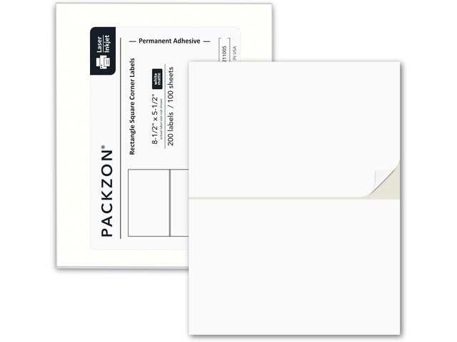 Shipping Labels with Self Adhesive, Square Corner, for Laser & Inkjet Printers, 8.5 x 5.5 Inches, White, Pack of 200 Label