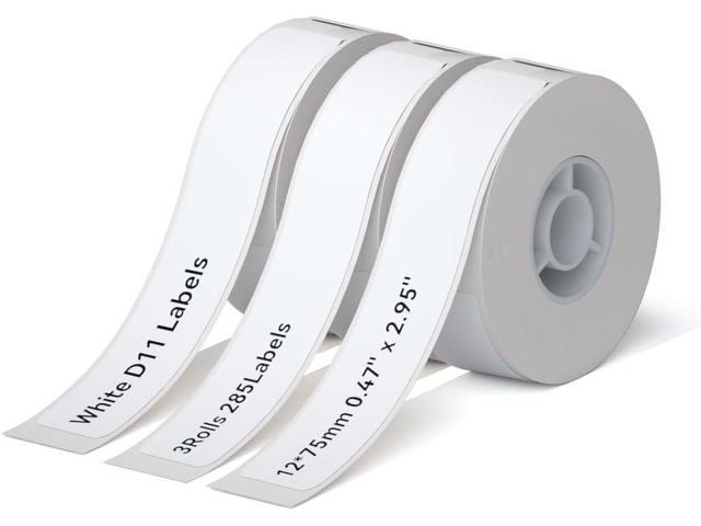 NIIMBOT D11 Label Maker Tape Adhesive White Paper 0.47' X 2.95' (12 X 75mm) 95 Labels/Roll, Compatible for NIIMBOT D11 D110 Label Printer, Thermal...