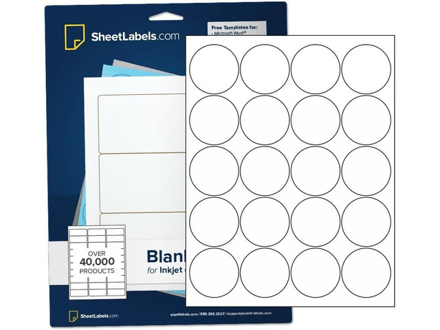 2' Round Labels, All Purpose White, Laser or Inkjet Printing, 2000 Labels