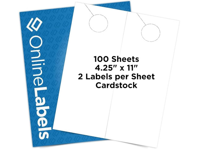Door Hangers - 4.25 x 11 - Cardstock - Pack of 200, 100 Sheets - Inkjet/Laser Printer - Online Labels