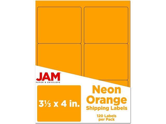 JAM PAPER Shipping Address Labels - Large - 3 1/3 x 4 - Neon Fluorescent Orange - 120/Pack
