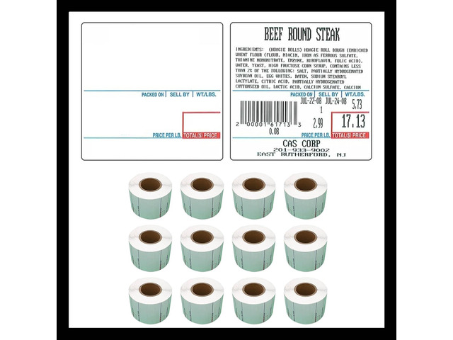 Labels LST-8020 Thermal 12 Rolls - 6000 Labels Printer Printing Scale Compatible with CAS LP-1000 CL-5000 CL-5500 CL-7200, Easy Weigh LS-100,...