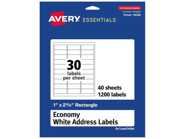 Avery Matte White Rectangle Labels, 1' x 2-5/8' Labels, 1,200 Total, Laser/Inket Printable, Great for Addressing, Product Merchandising, Food &...