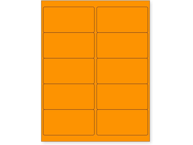 NextDayLabels - 8-1/2 x 11 Neon Color High Light Fluorescent Labels for Laser & Inkjet Printer (Orange Fluorescent, 4 x 2-10 Per Page 250 Labels)