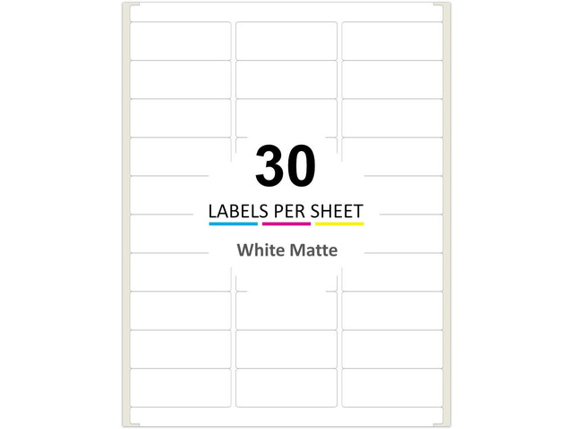 Printable Address Labels for Laser & Inkjet Printers Blank Mailing Labels 30 Labels per Sheet 2.625 x 1 Inch (7500/250 Sheets)