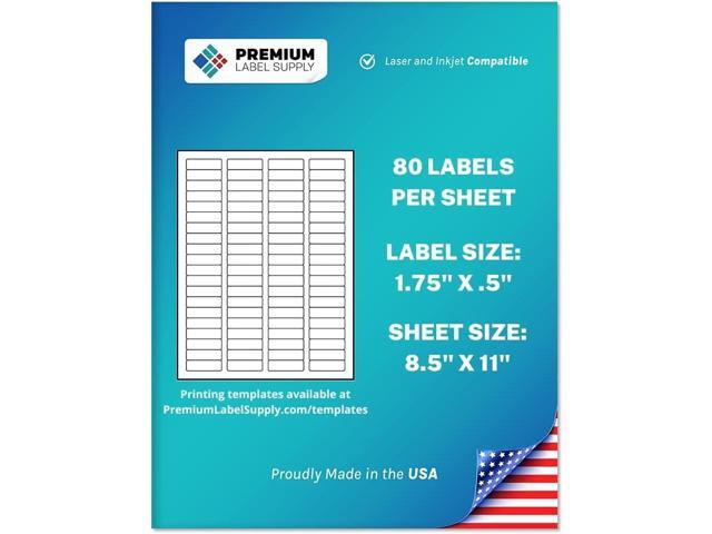 Premium Label Supply White Sticker Return Address Labels 1.75' x .5' Laser/Inkjet Compatible (80 per Sheet), 25 Sheets 2000 Total Adhesive Labels