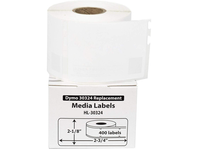 HOUSELABELS Compatible DYMO 30324 Media Labels (2-1/8' x 2-3/4') Compatible with Rollo, Some DYMO LW Printers, 6 Rolls /2400 Labels