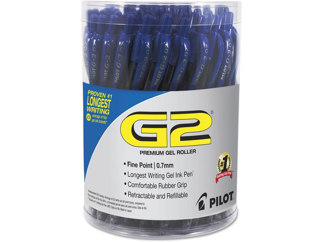 Pilot G2 Premium Gel Pen Convenience Pack, Retractable, Fine 0.7 mm, Blue Ink, Blue Barrel, 36/Pack