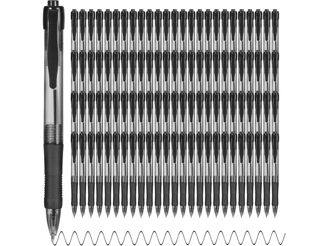 deegtran Pens Bulk, 100 Pack No Bleed Black Ink Click Pens with Soft Grip, Wholesale Retractable Ballpoint Pens for Office School, Medium Point...