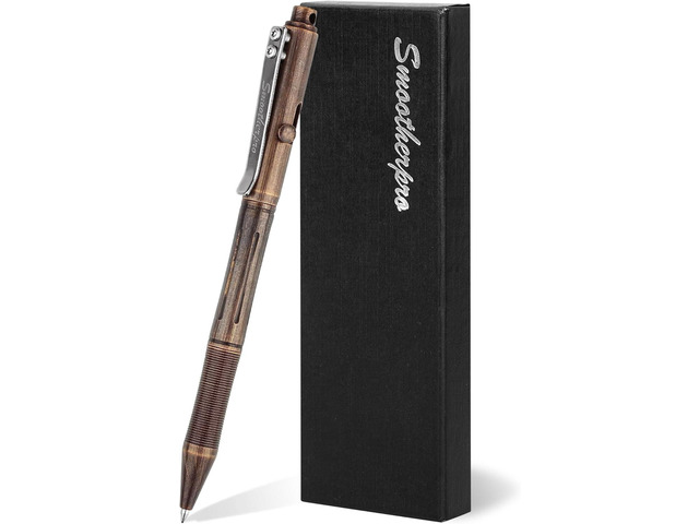 SMOOTHERPRO Bolt Action Pen, Solid Brass Ballpoint Pen Compatible with Pilot G2 Refill, Weighted Heavy Pen for Tremor Parkinson Arthritic Hand,...