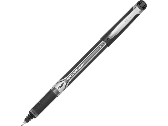 Pilot Precise Grip Liquid Ink Rolling Ball Stick Pens, Bold Point Pens, Black Ink, 1.0mm, 12-Pack
