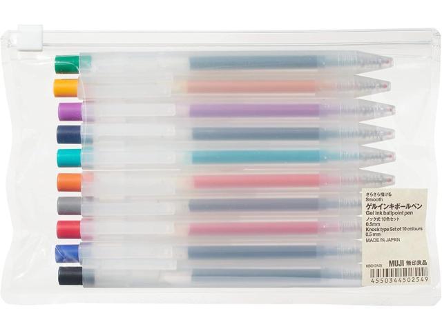 MUJI Smooth Gel Knock Type Pen 0.5mm 10 Colors Set (Japan import)