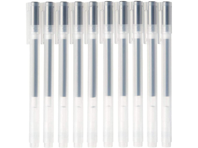 Muji Gel Ink Ballpoint Pen Cap Type 10-Pieces Set, 0.38 mm Nib Size, Black