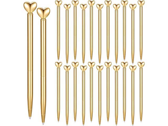 Thenshop 24 Pcs Heart Shaped Pens Retractable Metal Cute Pens 1.0 mm Black Ink Ballpoint Decorative Engagement Gifts for Bridesmaid Women Wedding...