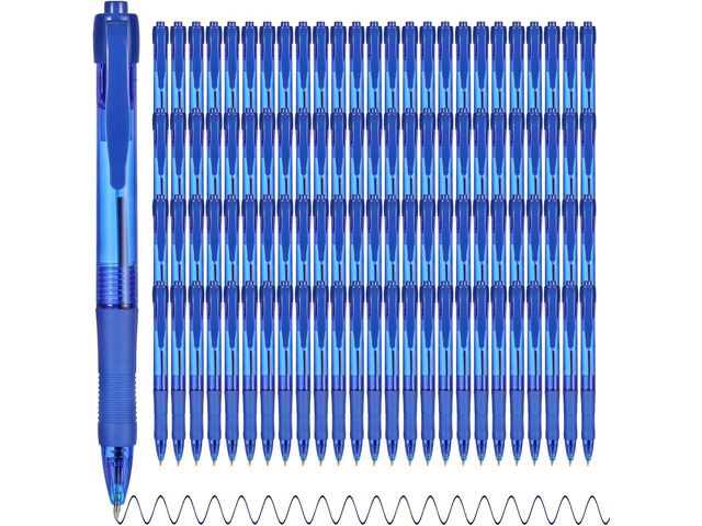 deegtran Pens Bulk, 100 Pack No Bleed Blue Ink Click Pens with Soft Grip, Wholesale Retractable Ballpoint Pens for Office School, Medium Point...