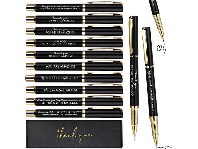 PerKoop 10 Sets Thank You Gifts Appreciation Pens with Boxes for Employee Coworker Team Awards Fathers Day Party Favors Bulk Office Supplies...