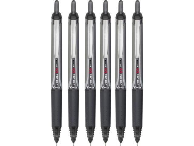 Precise V5 RT Retractable Rolling Ball Pens, Extra Fine Point (.5mm), Black Ink, 6-pk; Premium Comfort Grip, include with Plastic Reusable Pouch