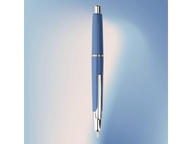 erofa Majohn A2 Press Fountain Pen Extra Fine Nib with Box, Retractable Blue Resin Ink Pen with Converter Writing Pen Set (Silver Clip Version