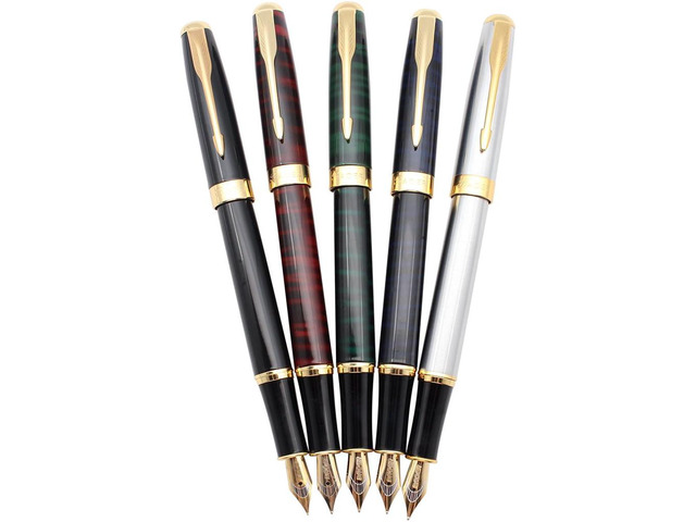 Gullor 5 PCS Classic Metal Fountain Pen B388, Gift Pens with Converters, 5 Colors