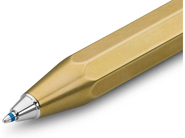 Kaweco BRASS SPORT Ball Pen I Retractable Ballpoint Pen with Standard D1 Refills in a nostalgic Tin Box I Metal Ball Pen 10.5 cm