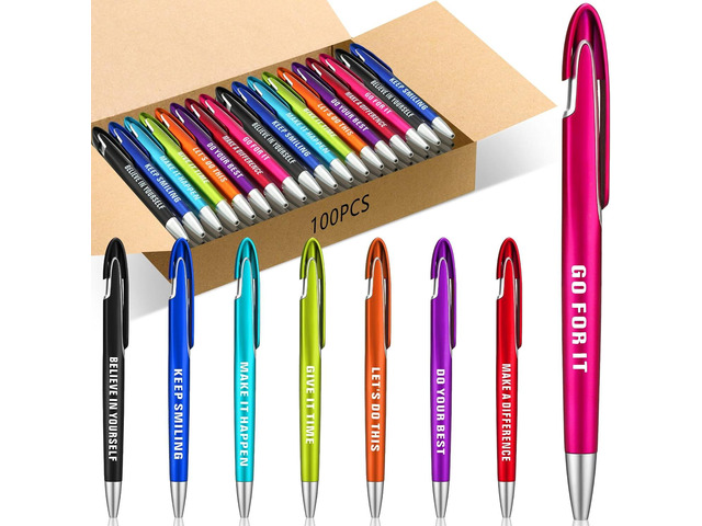 Lincia 100 Pcs Inspirational Ballpoint Pens Bulk with Inspirational Quotes Retractable Medium Point Affirmation Pens with Black Ink Thank You Gifts...