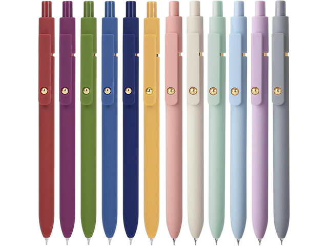 FIOVER 12Pcs Gel Pens, 0.7mm Medium Point Smooth Writing Pen, Black Gel Ink Journaling Supplies for Note Taking, Cute Aesthetic Office School...