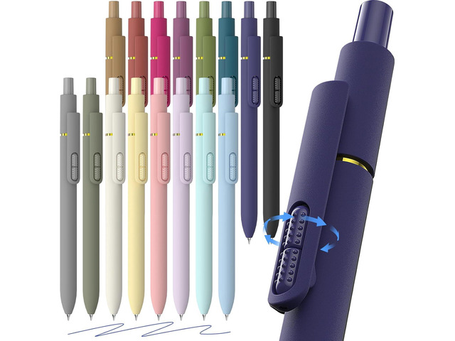 Blue Gel Pens - 16Pcs Blue Ink Pens 0.7mm Medium Point Smooth Writing - Quick Drying Retractable Pen for Men Women (Vintage + Morandi - 16Pcs)