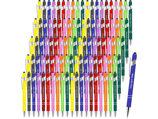 100 PCS Inspirational Pens Bulk, Motivational Ballpoint Pen with Stylus Tip Funny Ink Pens Bulk Inspirational Gifts for Women Coworkers Office...