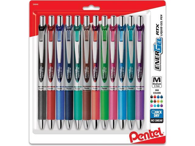 Pentel EnerGel XM BL77 - Retractable Liquid Gel Ink Pen - 0.7mm - 52% Recycled - Pack of 12 Mixed Colours