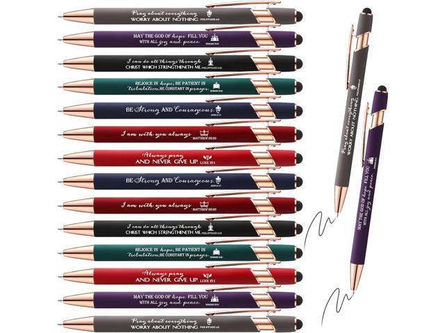 Fumete 21 Pcs Christian Pens with Stylus Tip, 7 Color 7 Quote Bible Verse Ballpoint Pen Inspirational Christian Gift Bulk for Fathers Day Religious...
