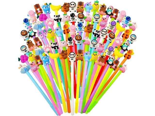 Muiyaneq 70 Pieces Cute Cartoon Gel Black Ink Pens,Random Novelty Kawaii Pens,Cool Assorted Styles Writing Pen for Kids,School Office Home...